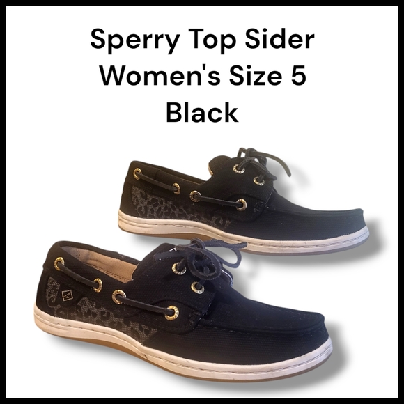 Sperry Top‎ Sider Koifish Cheetah Black Boat Shoes Women's Size 5 Style STS87092 - Picture 1 of 11